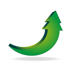 Green x-mas tree pointer arrow. New Year business growing up concept. Financial Growth. 3D Vector isolated icon