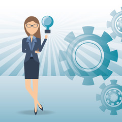 business woman cartoon get an idea
