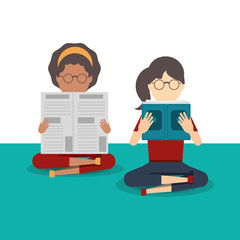 people reading book and newspaper 