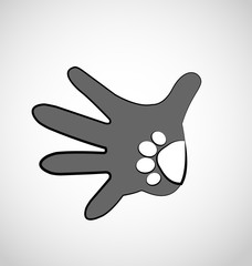 Hand with dog paw icon