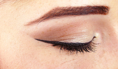 close up woman beauty closed eyes