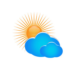 Sun and cloud environment icon