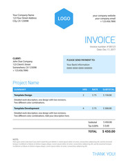 Invoice template - blue color minimalist design