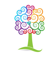 Swirly multicolored tree style icon