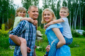 Fototapeta premium Family picnic with a dog