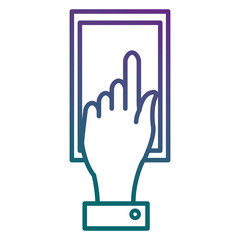 hand with smartphone device isolated icon