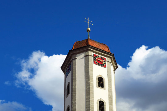 Kirchturm von Jagstzell, Baden Württemberg, Deutschland
