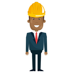 black man with helmet construction