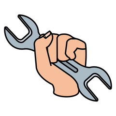 hand with wrench isolated icon