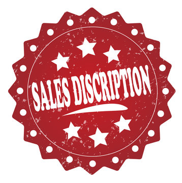 sales discription vintage red rubber stamp isolated on white background