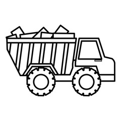 truck dump with bricks