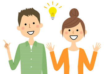 若いカップル　ひらめく