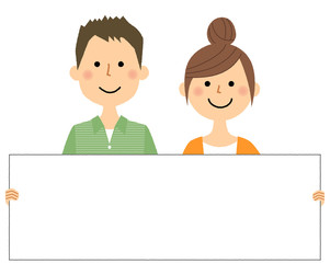 若いカップル　ホワイトボード