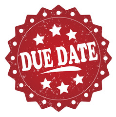 due date vintage red rubber stamp isolated on white background