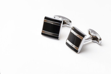 cufflinks silver on white backgrounds