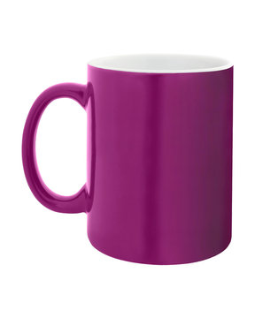 Hot pink fuchsia classic blank empty cup mug isolated white