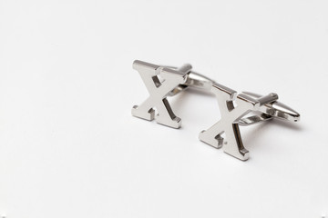 cufflinks silver on white backgrounds