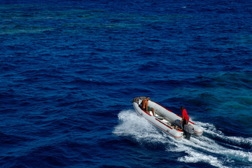 zodiak płynie do rafy  © Mariusz