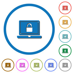 Locked laptop icons with shadows and outlines