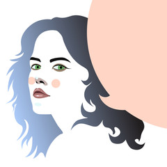 illustration of a girl with beautiful hair abstract portrait