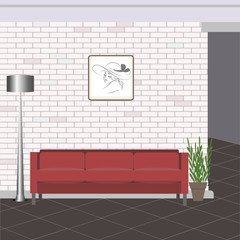 abstract illustration of a loft room interior