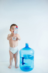 Baby with a water bottle