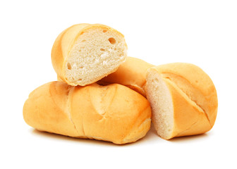 French rolls on a white background