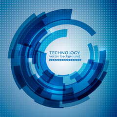 Blue abstract technology circle background. Easy to edit design template for your projects. Vector illustration.