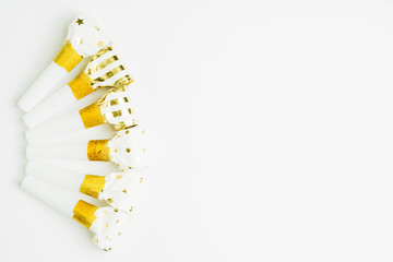 Party accessories on white background