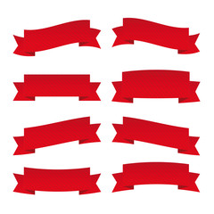 Red ribbon set isolated