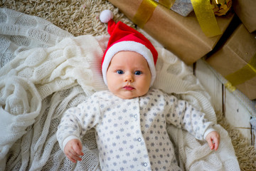 Baby in a christmas hat