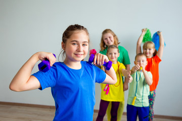 Kids doing exercises