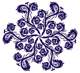 blue abstract snowflake on white background