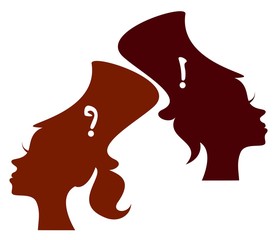 silhouette of a beautiful girl in a headdress