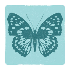 Grunge butterfly silhouette vector emblem