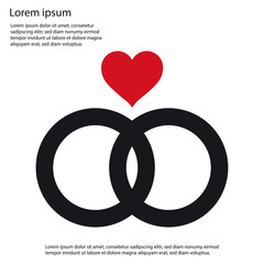 Wedding Rings With Heart - Flat Icon