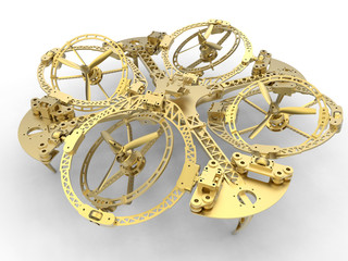 3D concept - golden quad copter