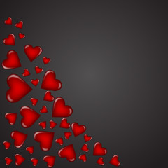 Valentine hearts on black