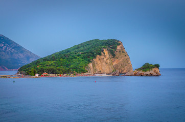 View on beautiful island at sunset