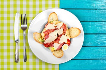 Vegetable salad on table
