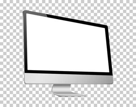 Realistic 3D Computer left view, with a white screen, isolated on a transparancy background