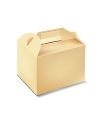 Brown cake carrier packaging on white background