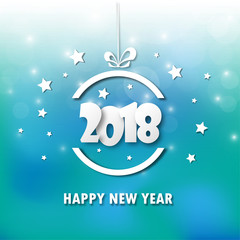 Fototapeta na wymiar Greeting card design template with Modern Text for 2018 New Year of the Dog. Color number 2018 drawn lettering on colorful background. Vector illustration