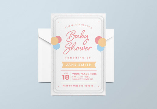 Baby Shower Invitation with Colorful Balloons