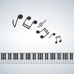 piano template, music creative concept illustration with notes