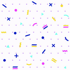 Pattern seamless memphis retro style. Abstract vector seamless background. Memphis geometric pattern vintage pop art shapes. Modern minimal colorful trendy graphic good for fabric or cover print art.