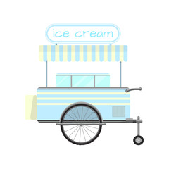 Fototapeta na wymiar Street mobile shop. Ice cream cart. Flat style.