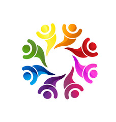 Colorful group of teamwork people icon vector