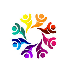 Colorful group of teamwork people icon vector