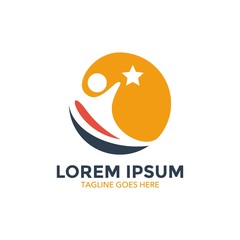 kindergarten logo. simple shape and color. negative space. vector editable